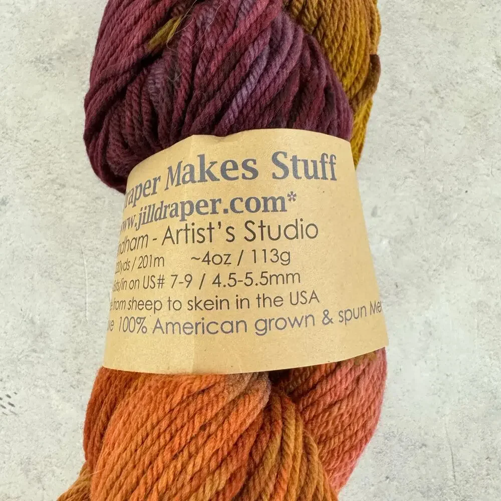 Destash Hand Dyed Jill Draper Windham 220yds USA Grown 100% Merino Artist Studio